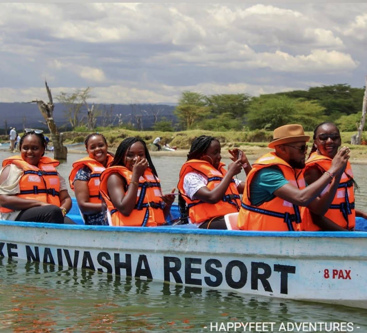 Group boat ride on Lake Naivasha